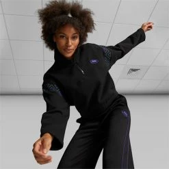 PUMA X P.A.M. PUMA X PERKS AND MINI Women's Half-Zip Sweatshirt -Shoes Sales Store PUMA x PERKS AND MINI Womens Half Zip Sweatshirt 8